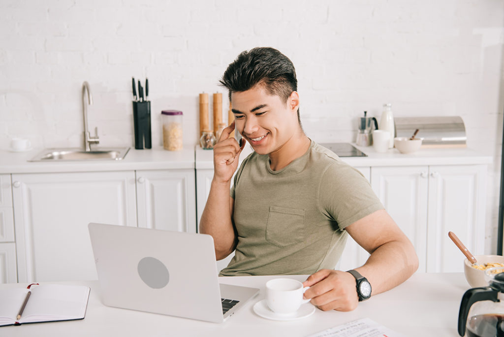 Virtual Assistant Working Happily at home